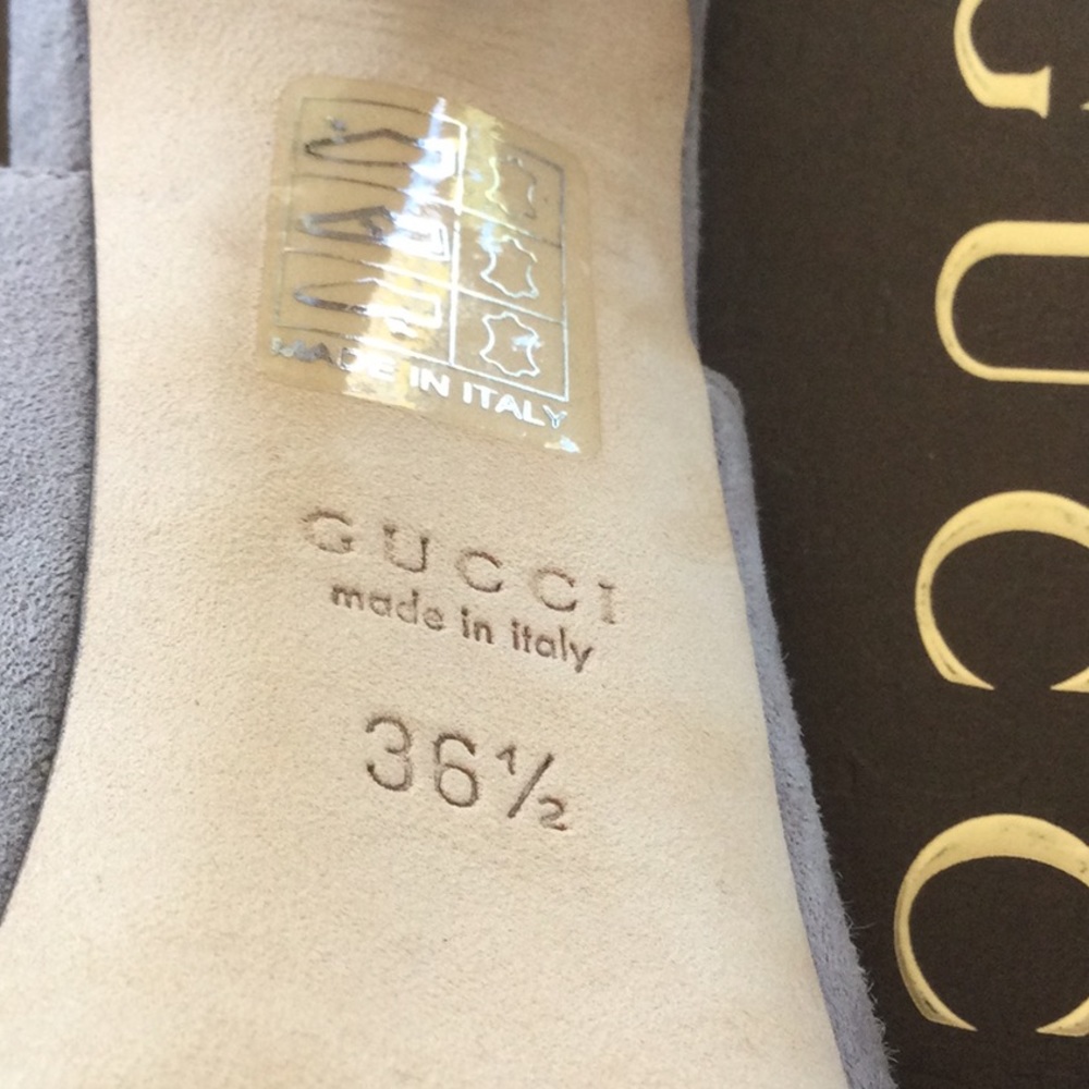 GUCCI Grey Suede Slingback Platform Pumps - Picture 6 of 11